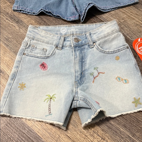 Wonder Nation Kids Embroidered Denim Shorts Set - Picture 2 of 16